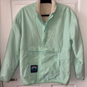 Reversible Mint Green/sherpa Pullover Jacket